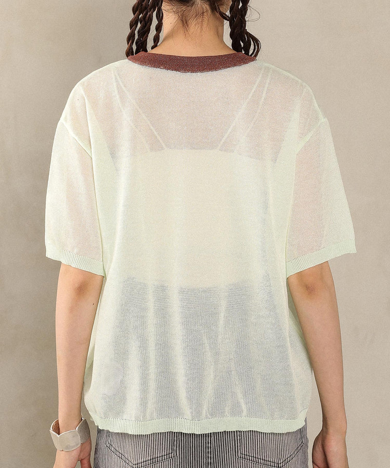 バイカラーシアーニット