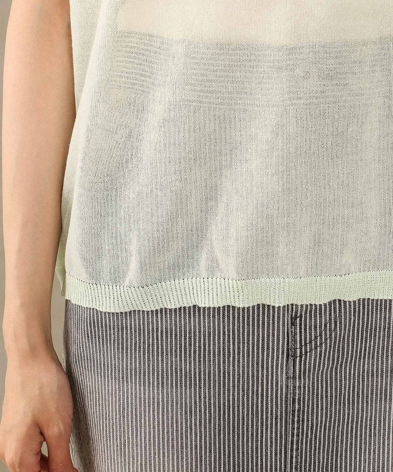 バイカラーシアーニット