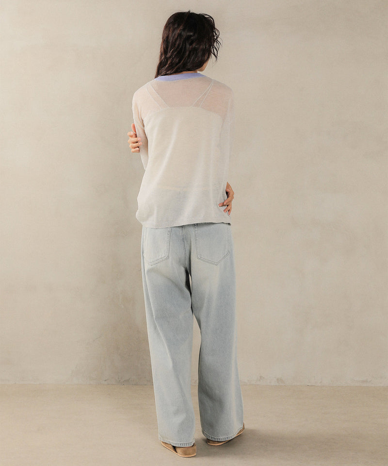 バイカラーシアーニット