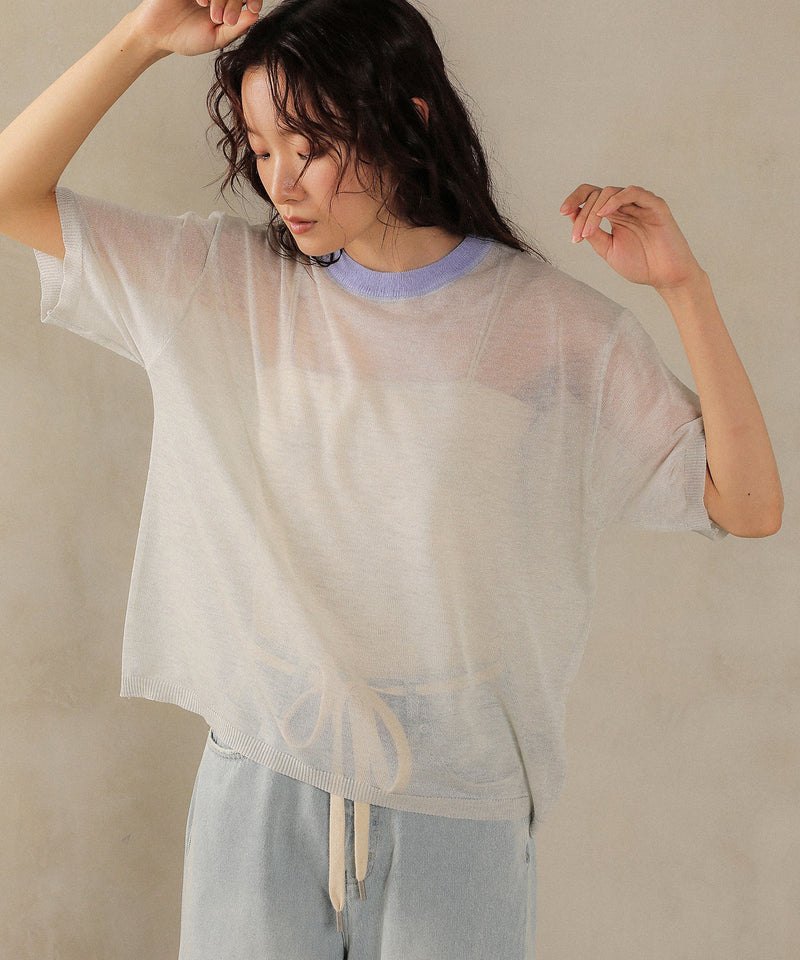 バイカラーシアーニット