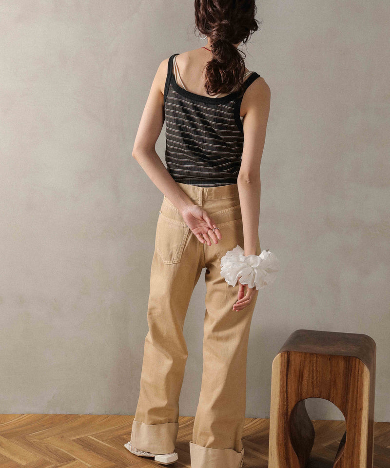 2way ランダムリブマルチボーダースクエアキャミソール