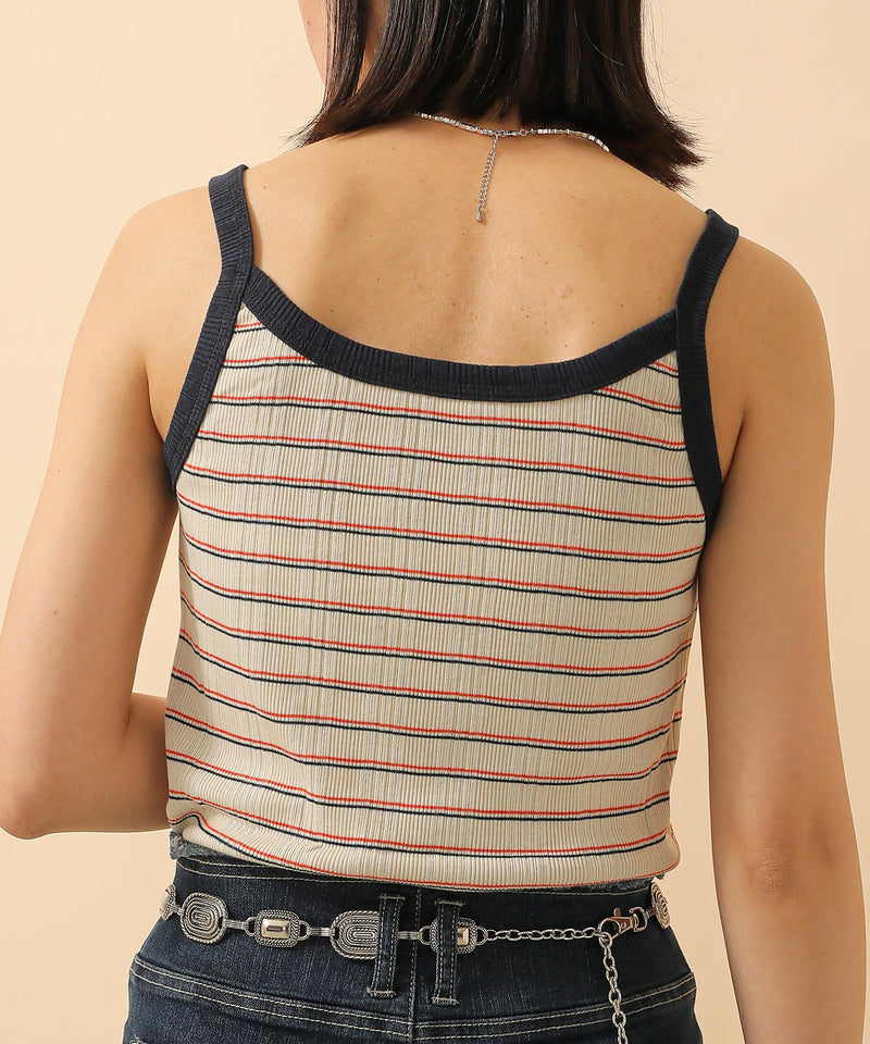 2way ランダムリブマルチボーダースクエアキャミソール