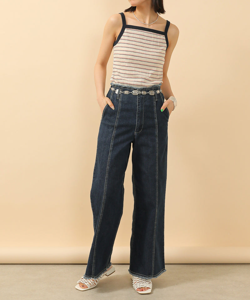 2way ランダムリブマルチボーダースクエアキャミソール