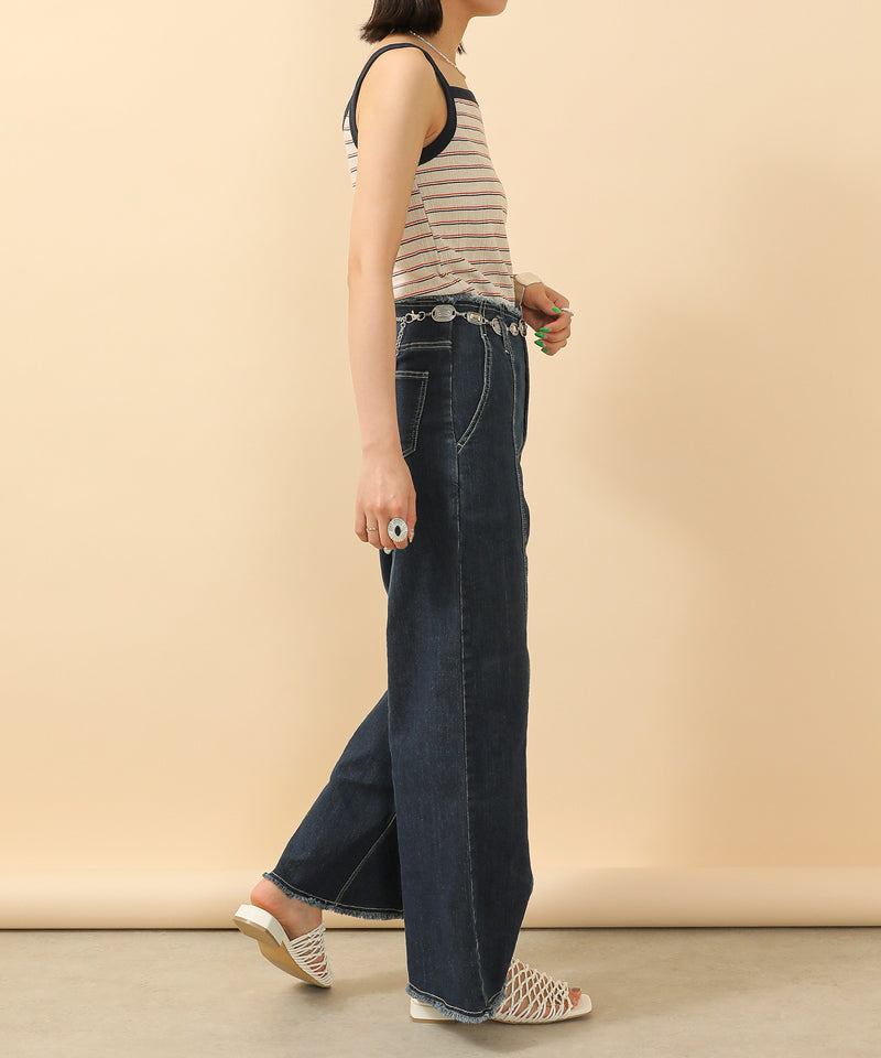 2way ランダムリブマルチボーダースクエアキャミソール