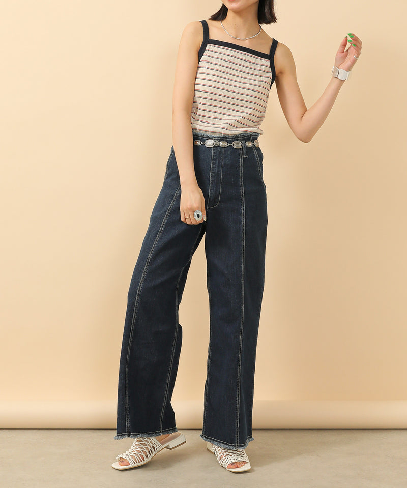 2way ランダムリブマルチボーダースクエアキャミソール