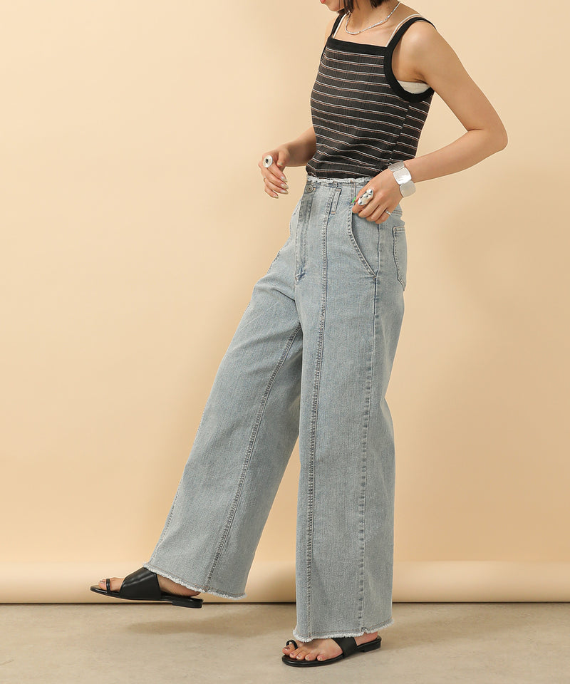 2way ランダムリブマルチボーダースクエアキャミソール