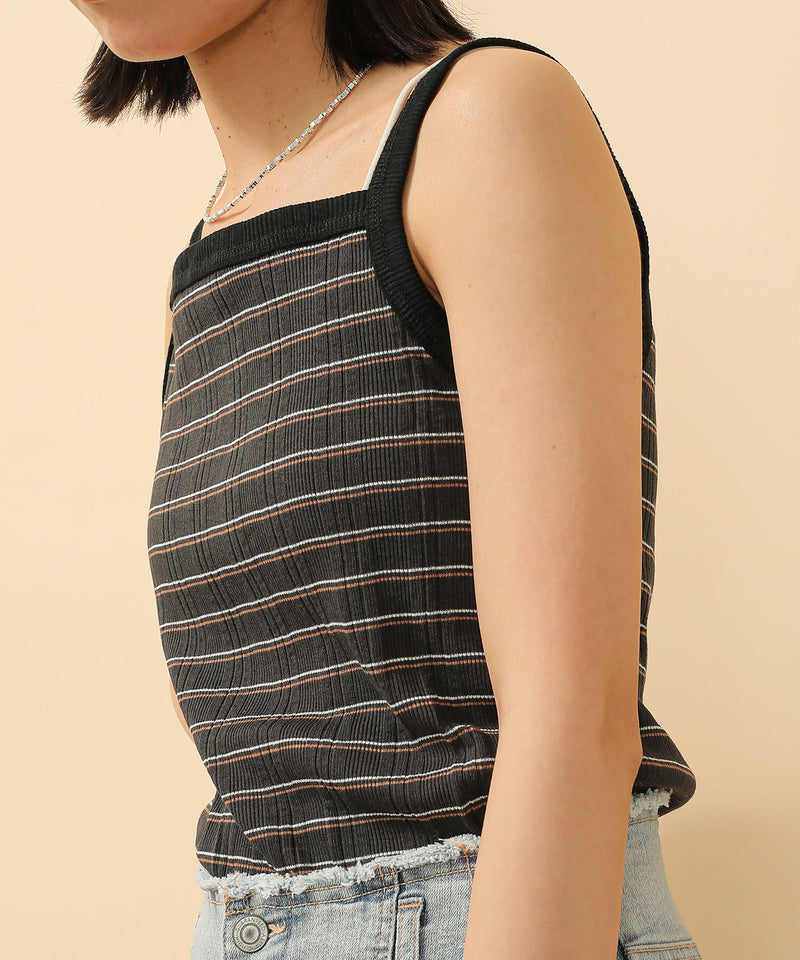 2way ランダムリブマルチボーダースクエアキャミソール