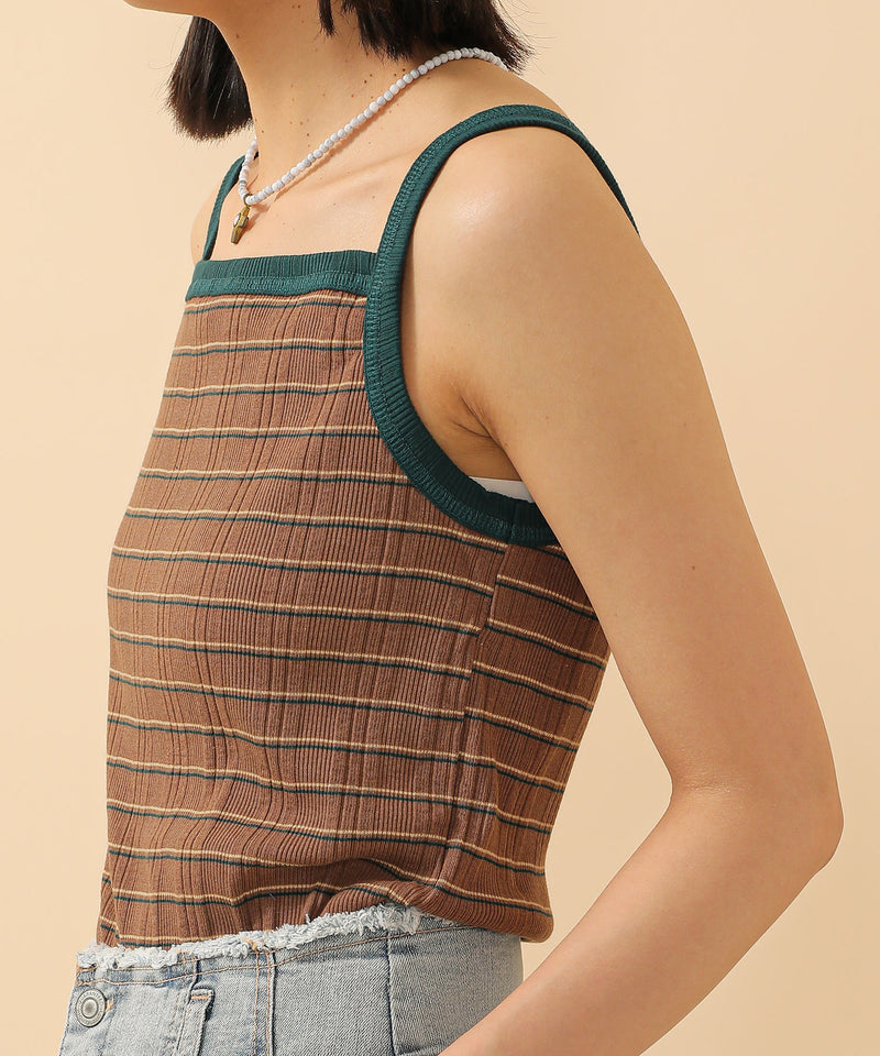 2way ランダムリブマルチボーダースクエアキャミソール