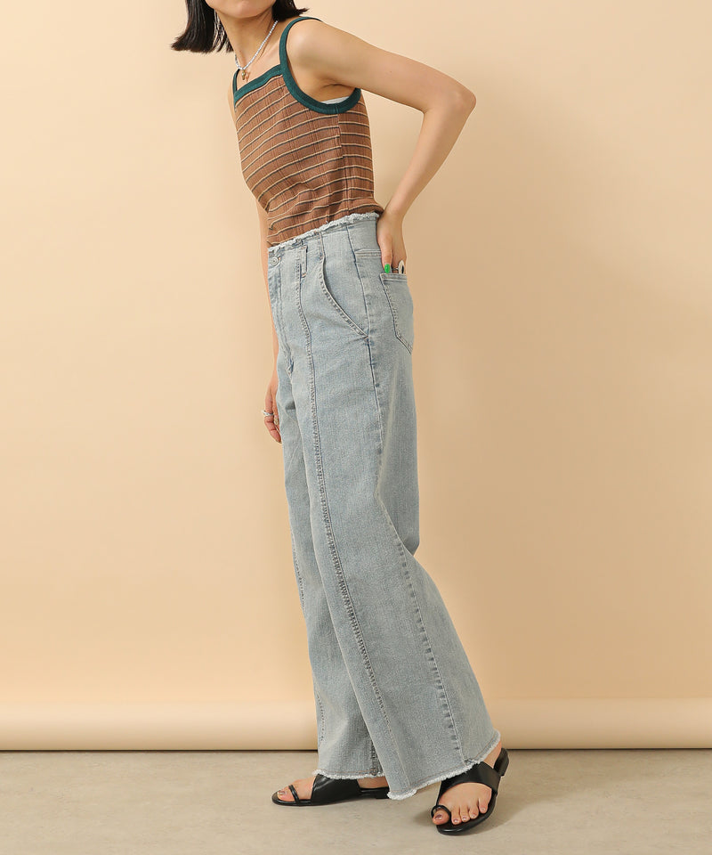 2way ランダムリブマルチボーダースクエアキャミソール