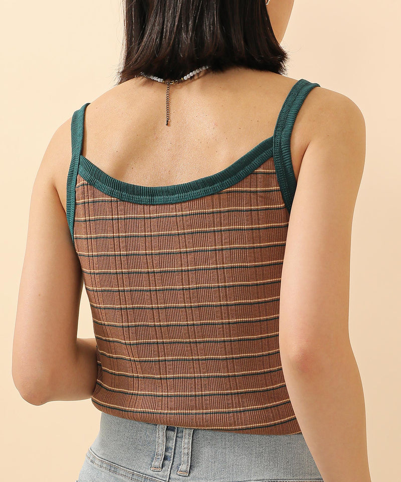 2way ランダムリブマルチボーダースクエアキャミソール