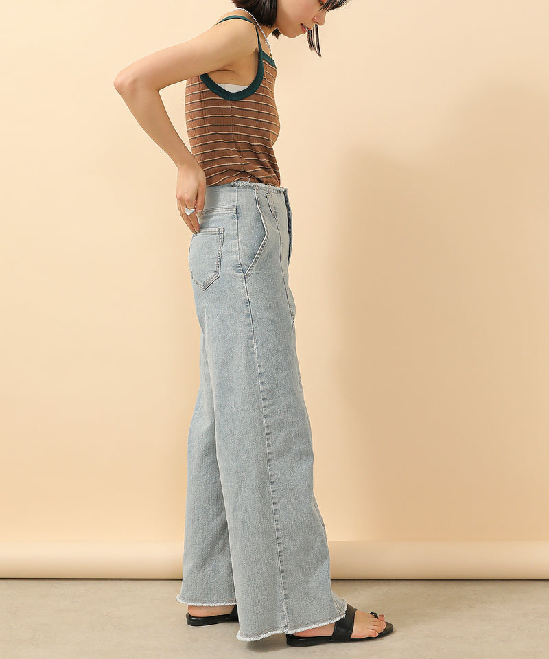 2way ランダムリブマルチボーダースクエアキャミソール