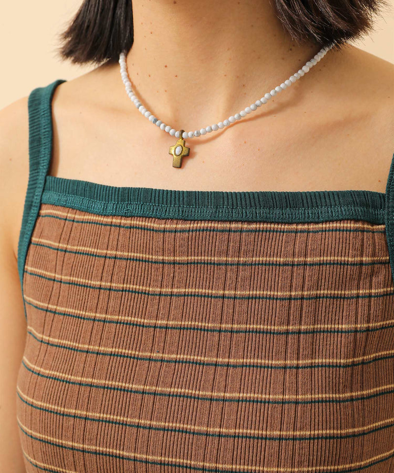 2way ランダムリブマルチボーダースクエアキャミソール