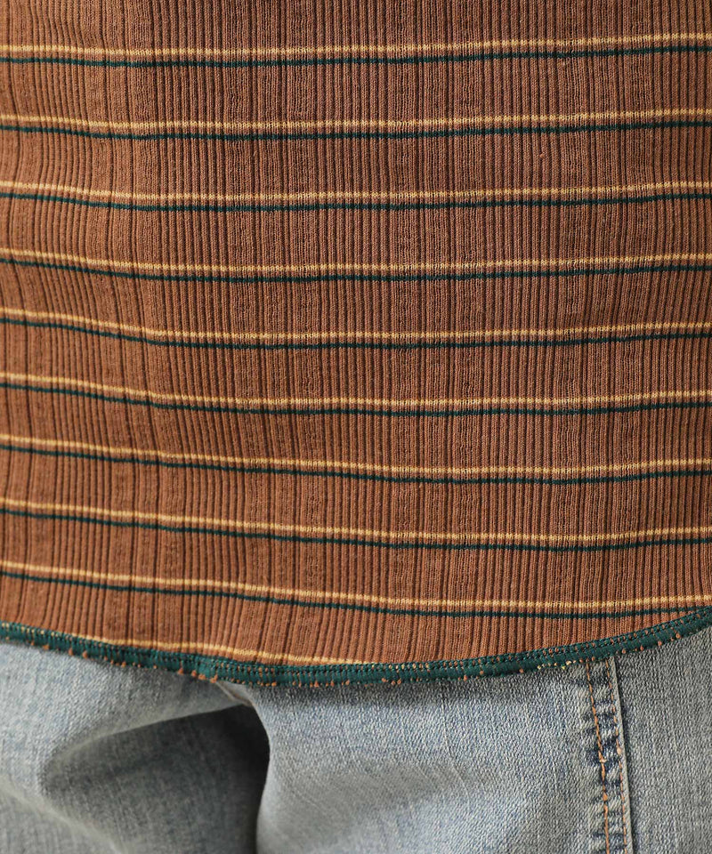 2way ランダムリブマルチボーダースクエアキャミソール