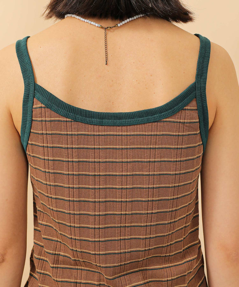 2way ランダムリブマルチボーダースクエアキャミソール