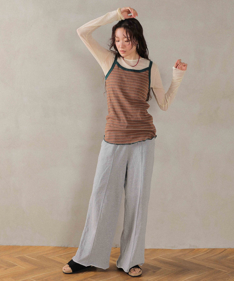 2way ランダムリブマルチボーダースクエアキャミソール