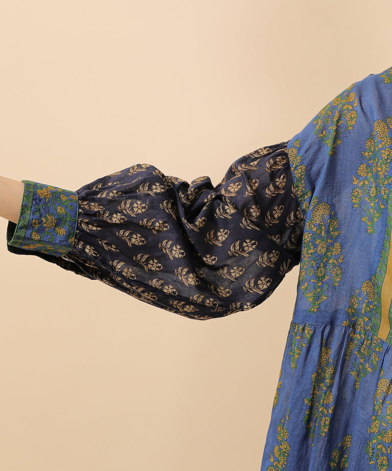 プリント切替 コットンフレアワンピース