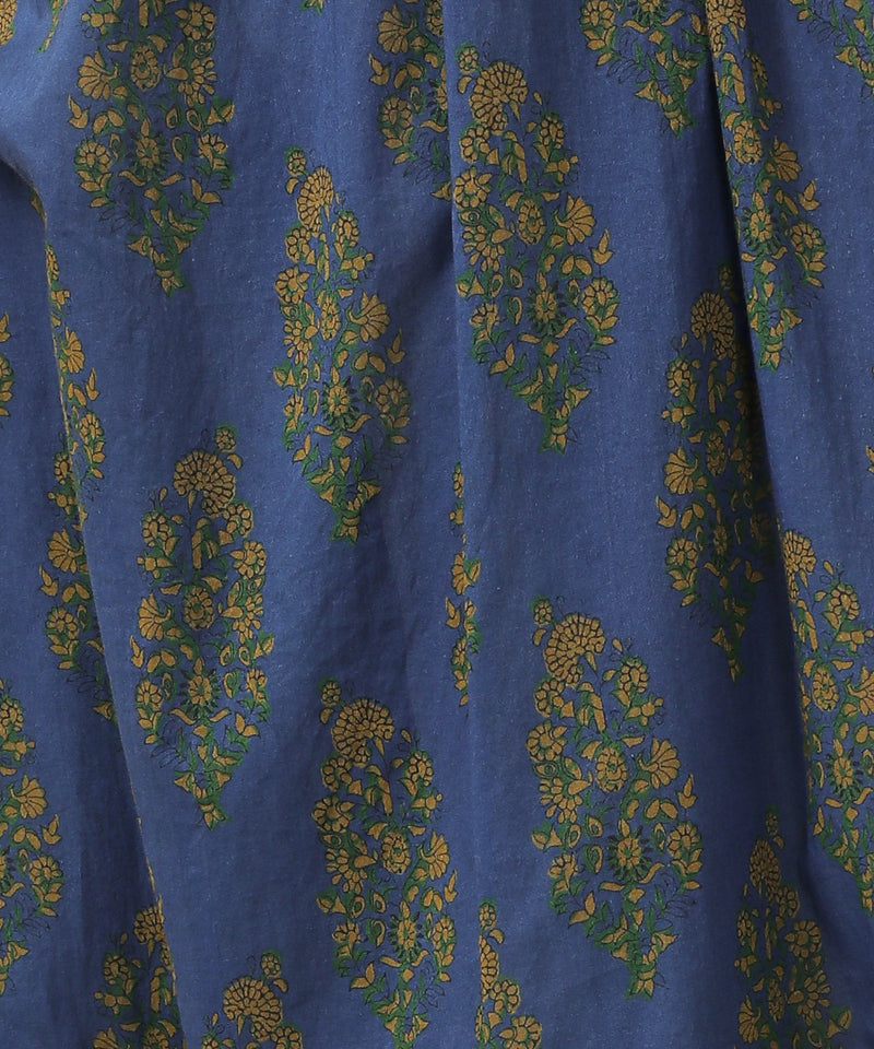 プリント切替 コットンフレアワンピース