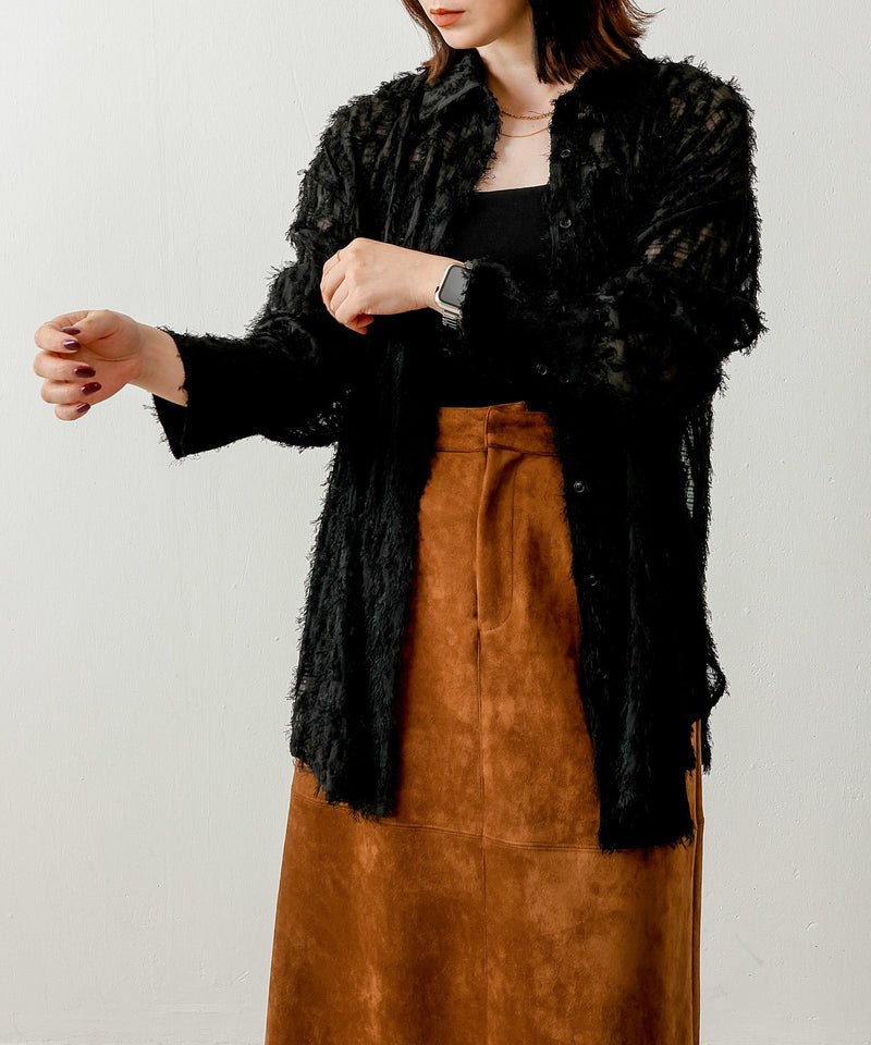 フェザーライク シアー シャツ 長袖