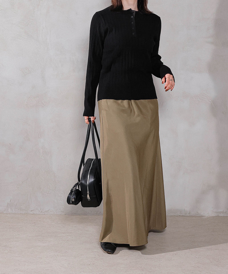 【重ねたような首元でこなれ感を演出♪】ヘンリーネックレイヤートップス