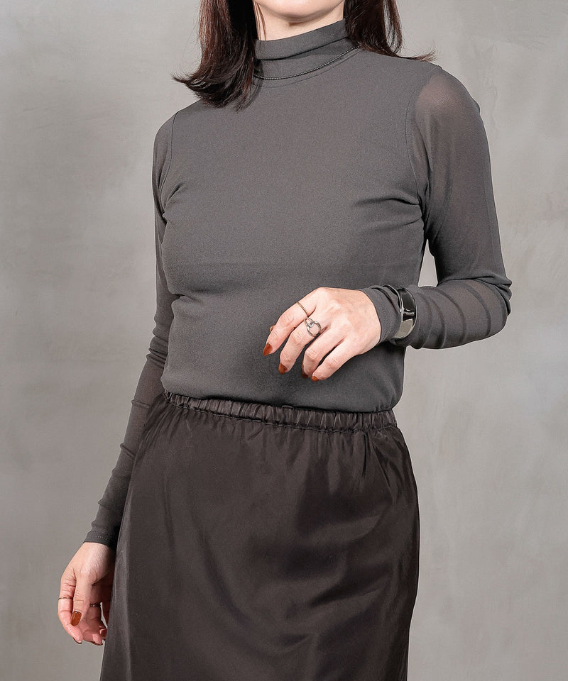 【新色追加】ハイネック シアー トップス