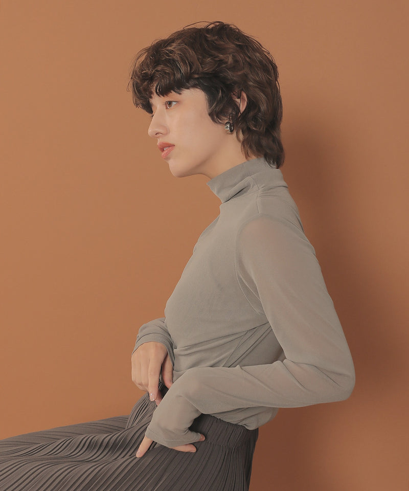 【新色追加】ハイネック シアー トップス