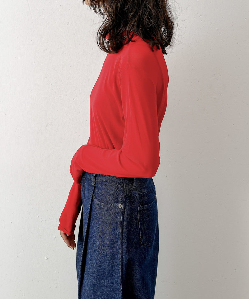 【新色追加】ハイネック シアー トップス