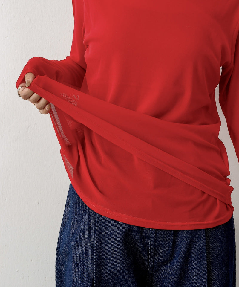 【新色追加】ハイネック シアー トップス