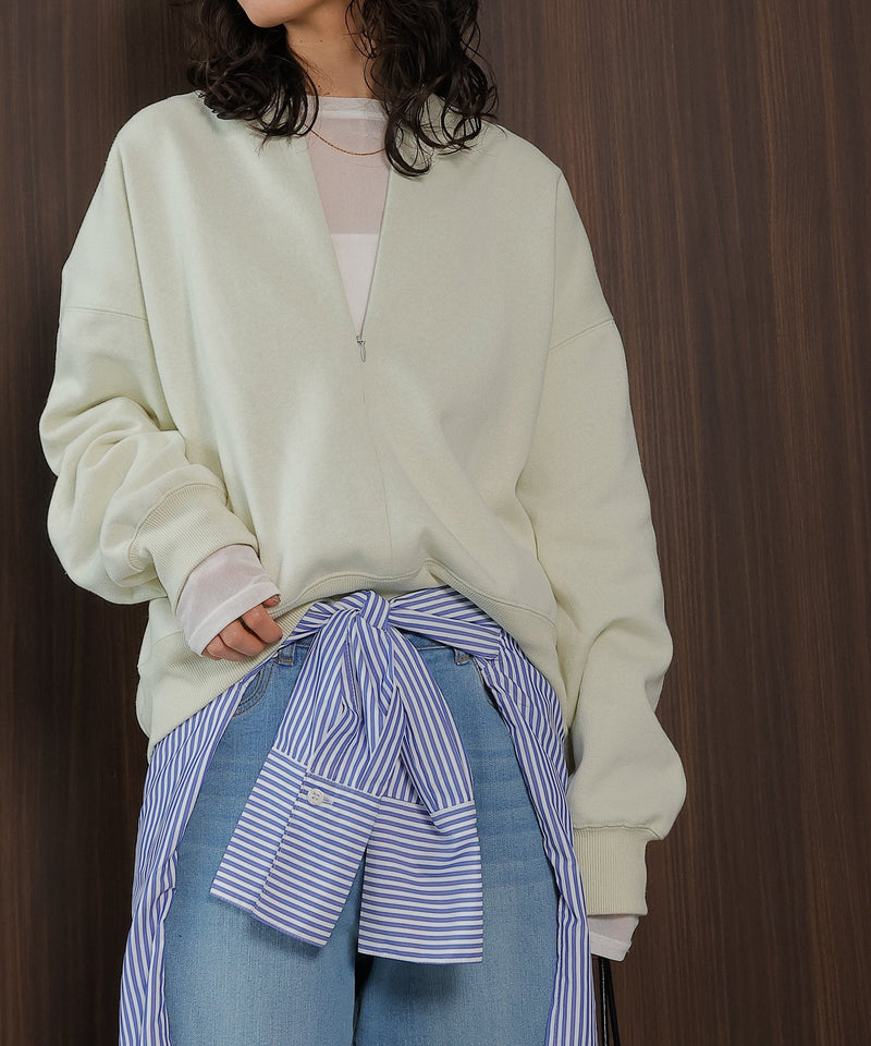 【大人の抜け感が叶う】裏起毛 ハーフジップ プルオーバー スウェット