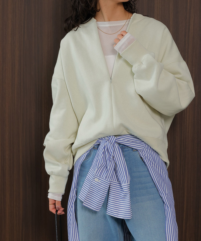 【大人の抜け感が叶う】裏起毛 ハーフジップ プルオーバー スウェット