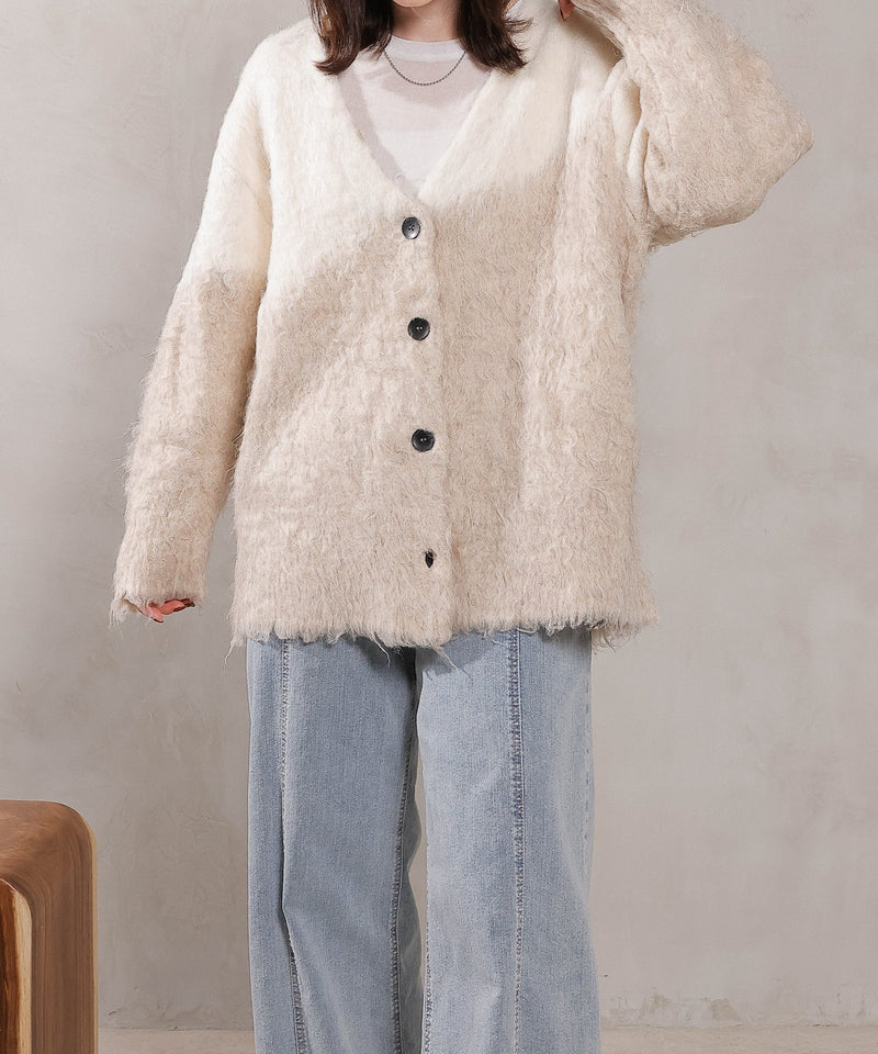 【冬コーデが一瞬で華やぐ】シャギー ニット カーディガン 秋服 冬服