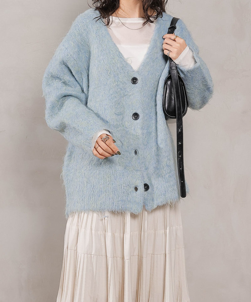 【冬コーデが一瞬で華やぐ】シャギー ニット カーディガン 秋服 冬服