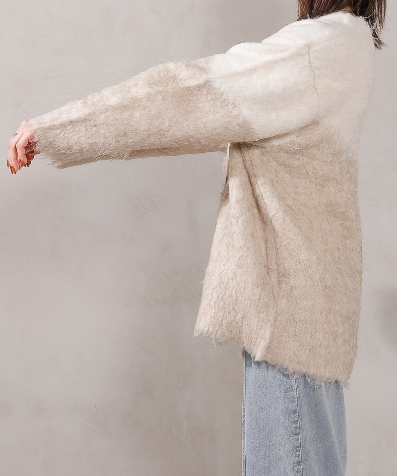 【冬コーデが一瞬で華やぐ】シャギー ニット カーディガン 秋服 冬服