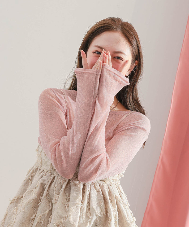 【ほんのりラメでさりげなく輝く】ラメシアークルーネックプルオーバー