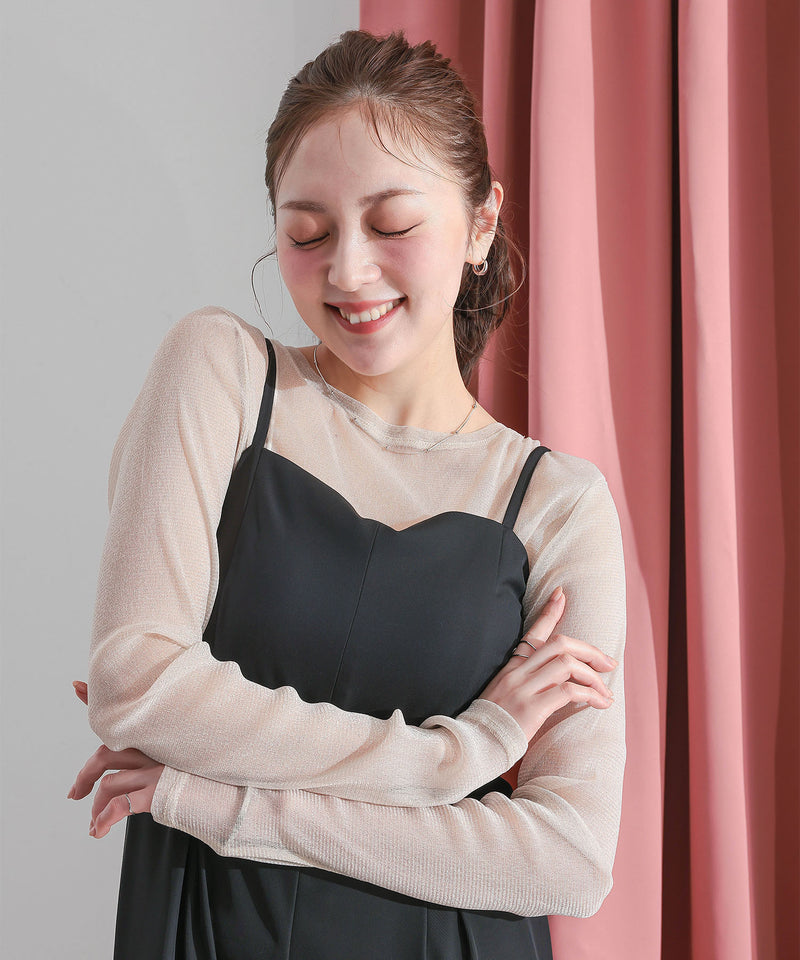 【ほんのりラメでさりげなく輝く】ラメシアークルーネックプルオーバー