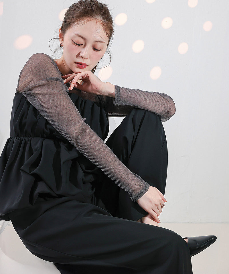 【ほんのりラメでさりげなく輝く】ラメシアークルーネックプルオーバー