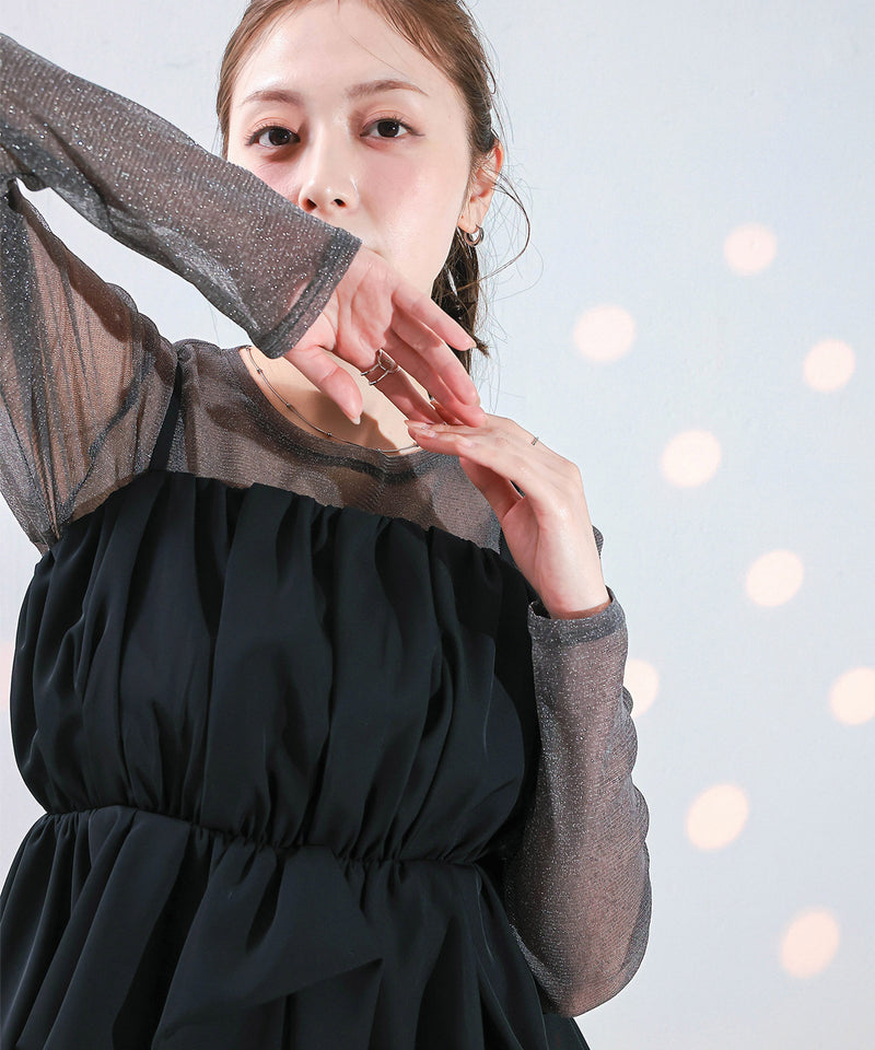 【ほんのりラメでさりげなく輝く】ラメシアークルーネックプルオーバー