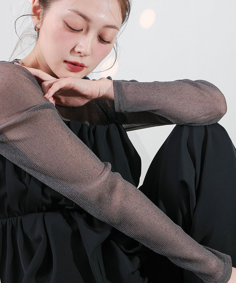 【ほんのりラメでさりげなく輝く】ラメシアークルーネックプルオーバー