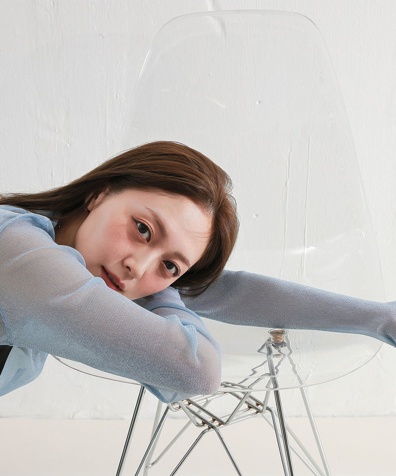 【ほんのりラメでさりげなく輝く】ラメシアークルーネックプルオーバー