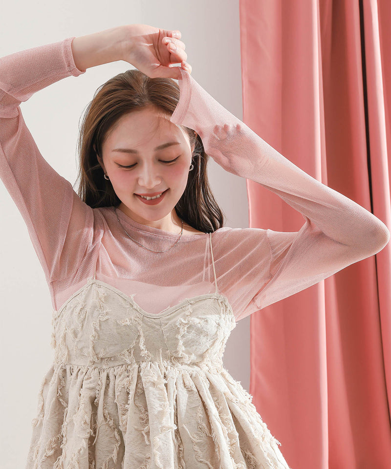 【ほんのりラメでさりげなく輝く】ラメシアークルーネックプルオーバー