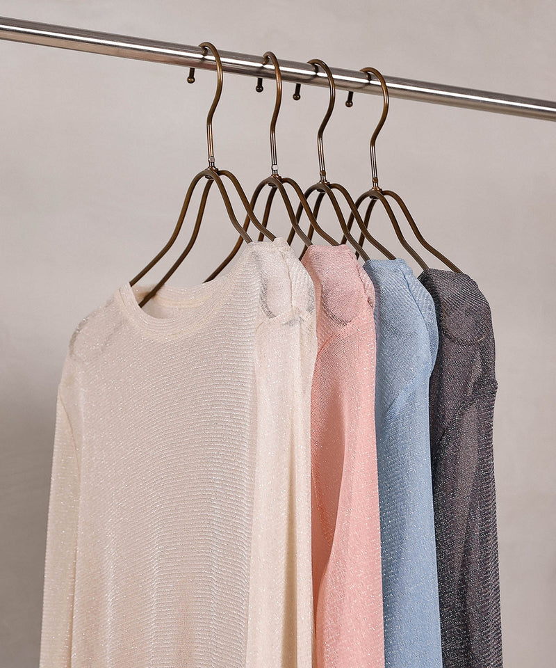 【ほんのりラメでさりげなく輝く】ラメシアークルーネックプルオーバー