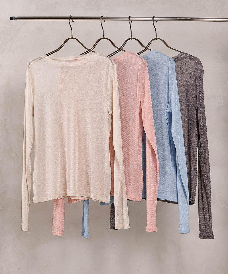 【ほんのりラメでさりげなく輝く】ラメシアークルーネックプルオーバー