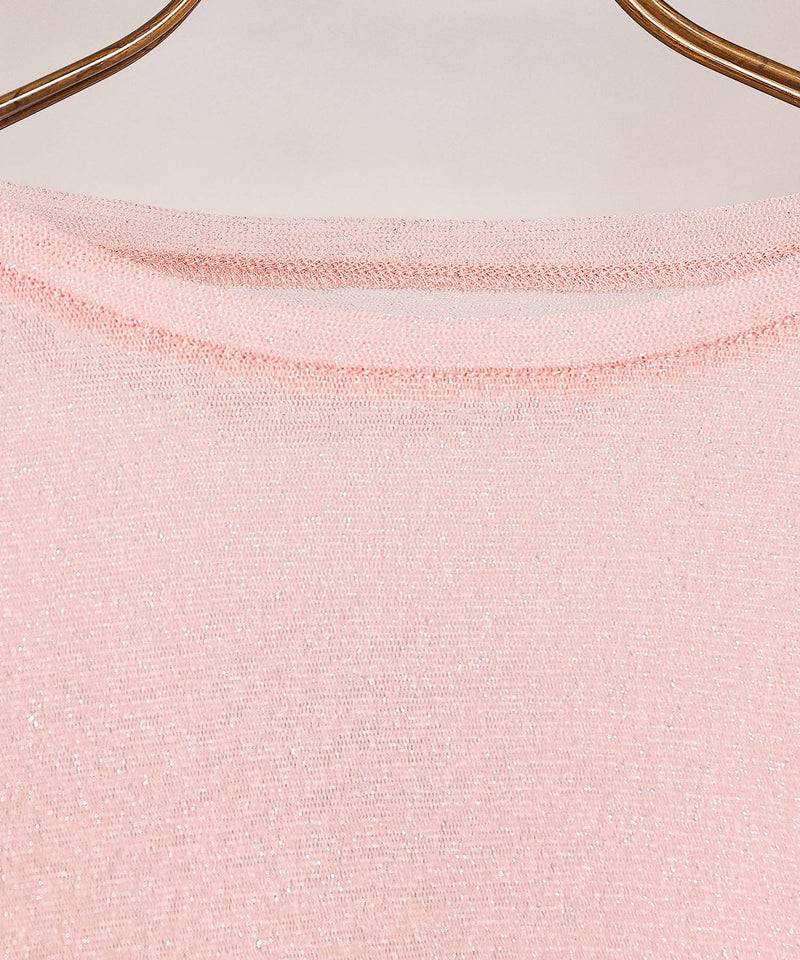 【ほんのりラメでさりげなく輝く】ラメシアークルーネックプルオーバー