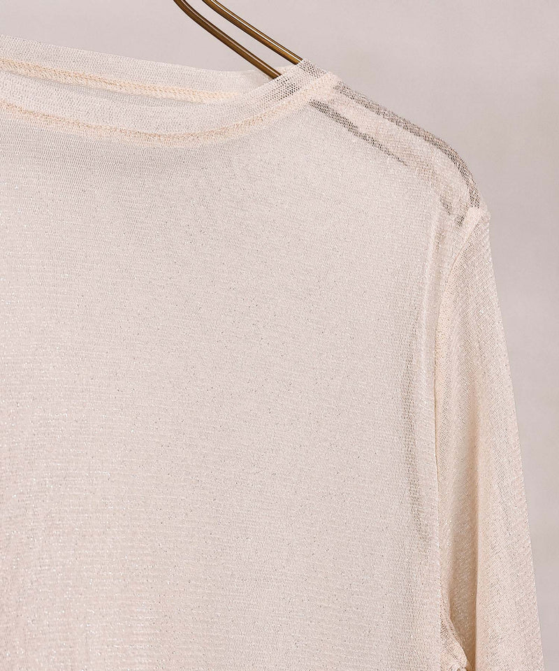 【ほんのりラメでさりげなく輝く】ラメシアークルーネックプルオーバー