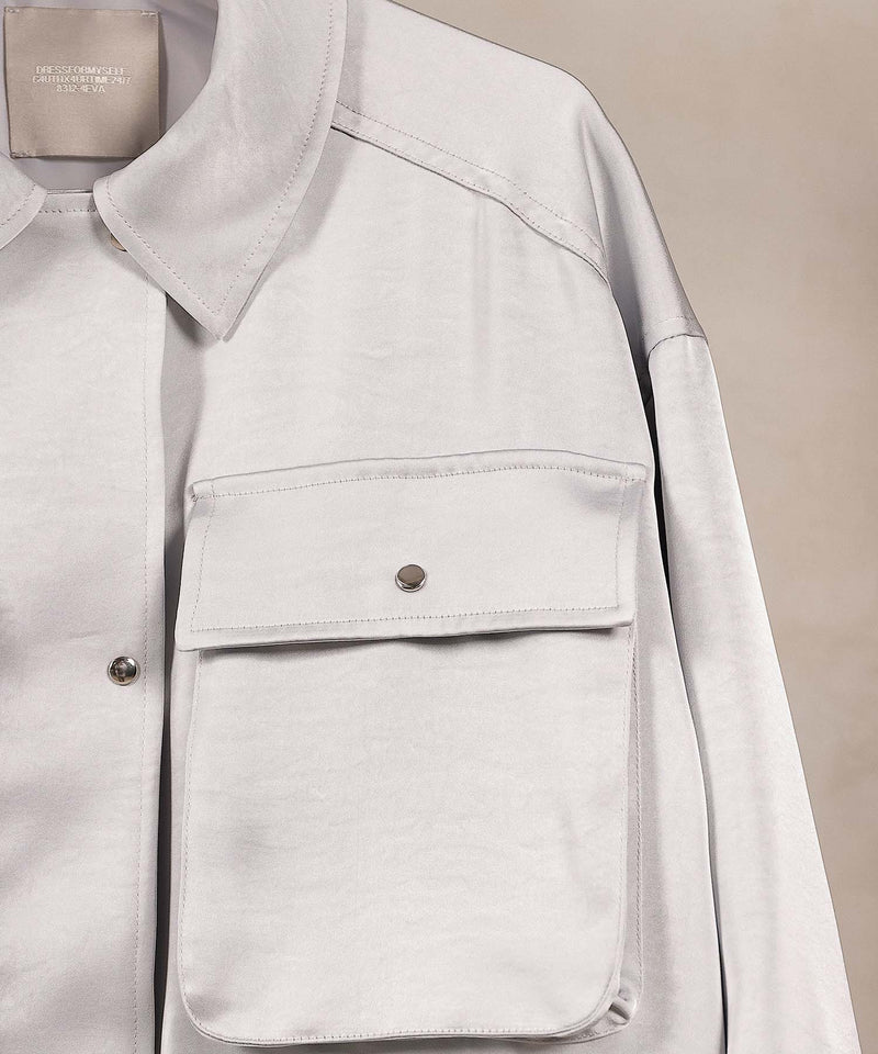 【ほのかな光沢が美しい】サテンライトブルゾン