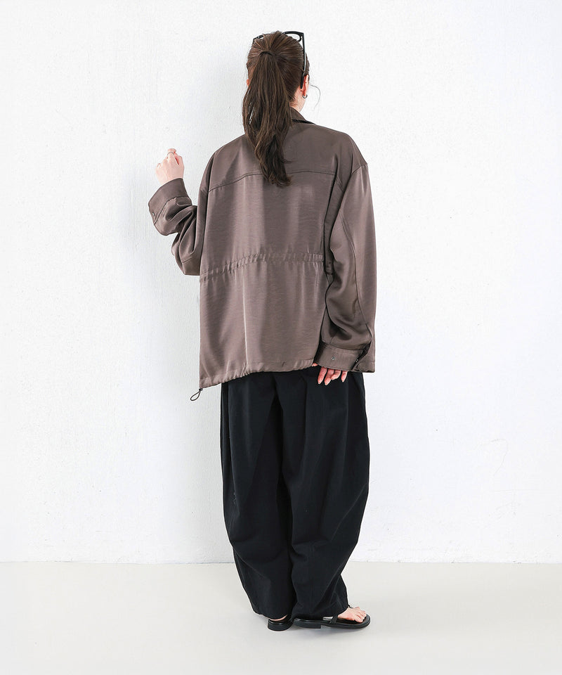 【ほのかな光沢が美しい】サテンライトブルゾン