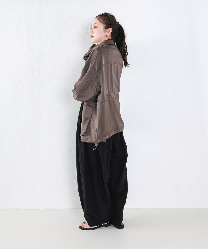 【ほのかな光沢が美しい】サテンライトブルゾン