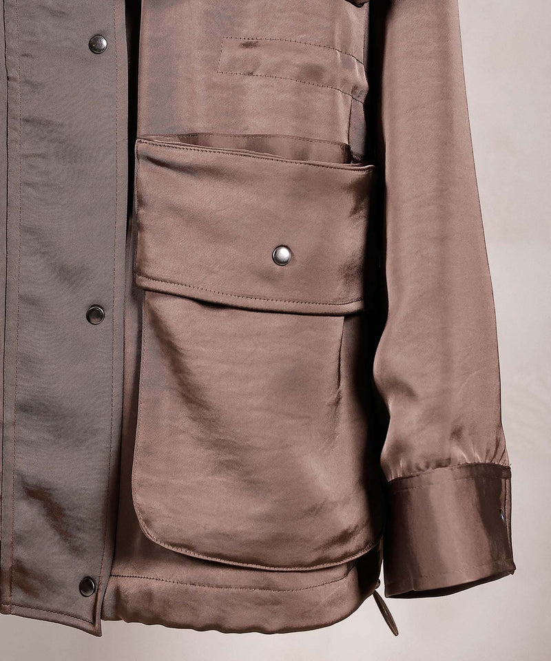 【ほのかな光沢が美しい】サテンライトブルゾン