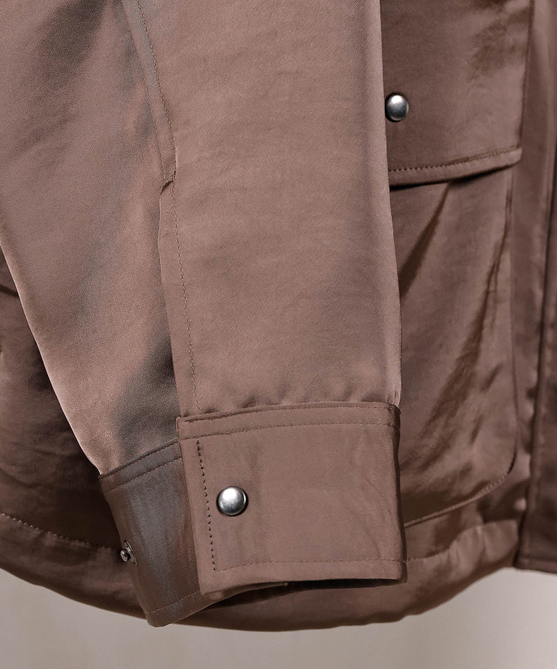 【ほのかな光沢が美しい】サテンライトブルゾン