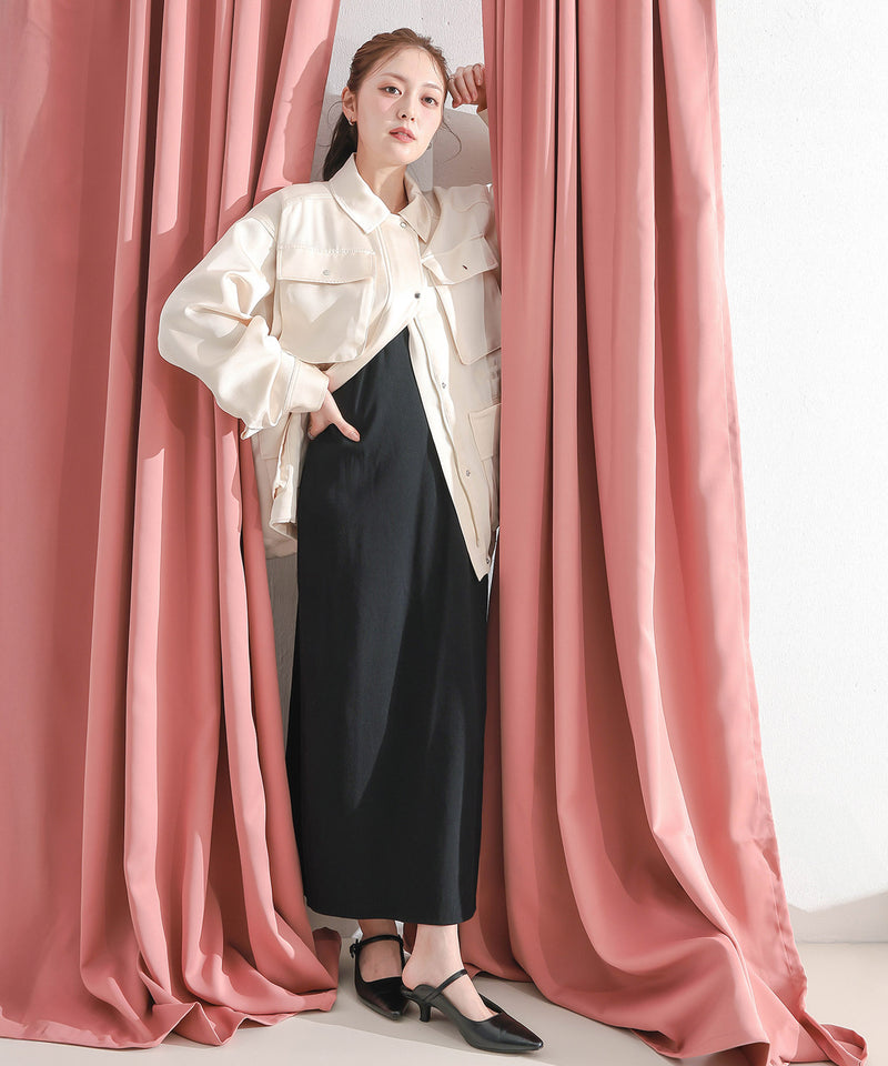 【ほのかな光沢が美しい】サテンライトブルゾン