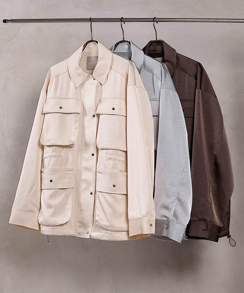 【ほのかな光沢が美しい】サテンライトブルゾン